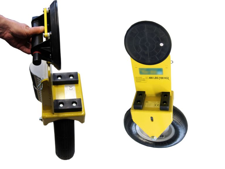 Der Gelände-Dolly 374-ATD1 unterstützt Sie beim Transport von Glasscheiben / Fenstern und schont so Ihre Wirbelsäule.