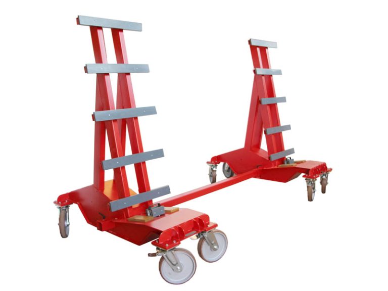 Zum Zwischenlagern oder Bewegung von Plattenmaterial, Fensterelementen bis zu einem Gewicht 3.000 kg kann der 496-SHDR - Super Heavy Duty Roller benutzt werden.