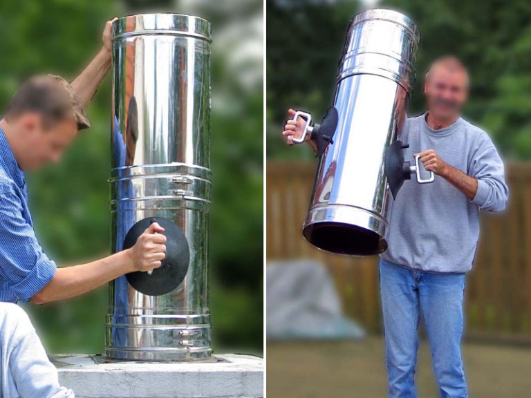 Der PALÜ – Handsauggriff 535 im Einsatz an einem Kaminrohr.