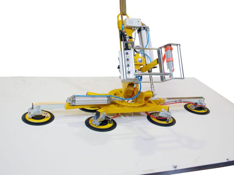 Der Vakuumheber 7025-MDS4/E ist der Vakuumheber für die Isolierglas- oder Fensterfertigung, bei der ein Vakuumheber zum Drehen und Schwenken benötigt wird.