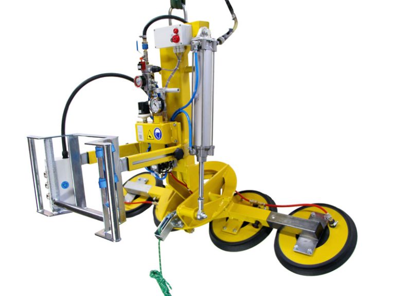 Der Vakuumheber 7025-MDmS2/E ist eine Saugbatterie für die Produktion. Trotz seines besonders klein gehaltenen Saugerabstandes können bis zu 250 kg manuell gedreht und pneumatisch geschwenkt werden.