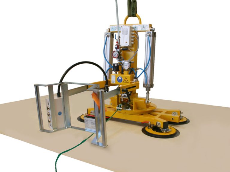 Der Vakuumheber 7025-MDmS4/E ist der Vakuumheber für die Isolierglas- oder Fensterfertigung, bei der ein Vakuumheber zum Drehen und Schwenken benötigt wird.