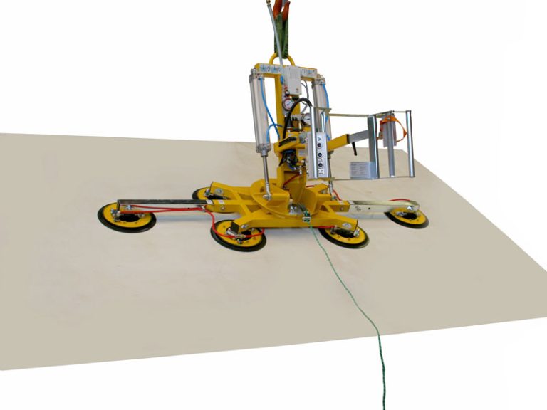 Der Vakuumheber 7025-MDmS4/E ist der Vakuumheber für die Isolierglas- oder Fensterfertigung, bei der ein Vakuumheber zum Drehen und Schwenken benötigt wird.