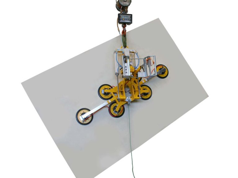 Der Vakuumheber 7025-MDmS4/E ist der Vakuumheber für die Isolierglas- oder Fensterfertigung, bei der ein Vakuumheber zum Drehen und Schwenken benötigt wird.