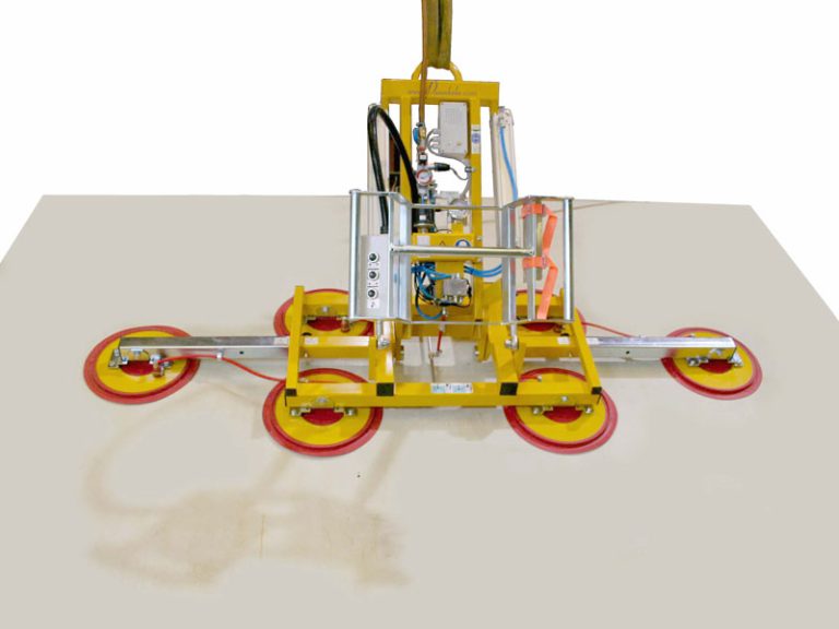 Der Vakuumheber 7025-MS4/E ist der Vakuumheber für die Isolierglas- oder Fensterfertigung, bei der ein Vakuumheber zum Schwenken benötigt wird.