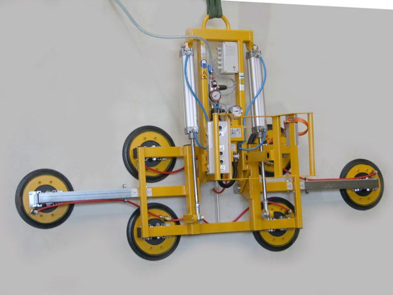 Der Vakuumheber 7025-MS4/E ist der Vakuumheber für die Isolierglas- oder Fensterfertigung, bei der ein Vakuumheber zum Schwenken benötigt wird.