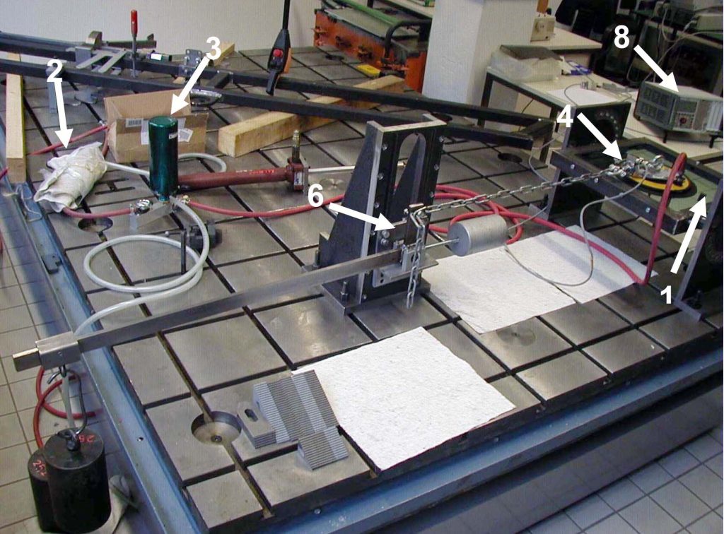 Test setup for testing vacuum suction cups under quasi-static load.